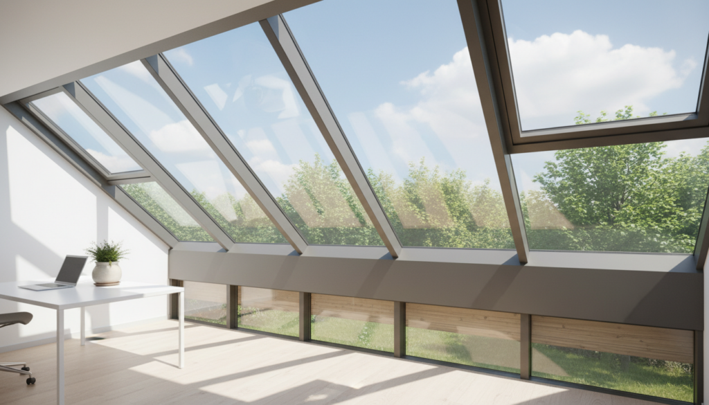 Energieeffizientes Oberlichtfenster und Glasdach Energieeffizientes Oberlichtfenster und Glasdach