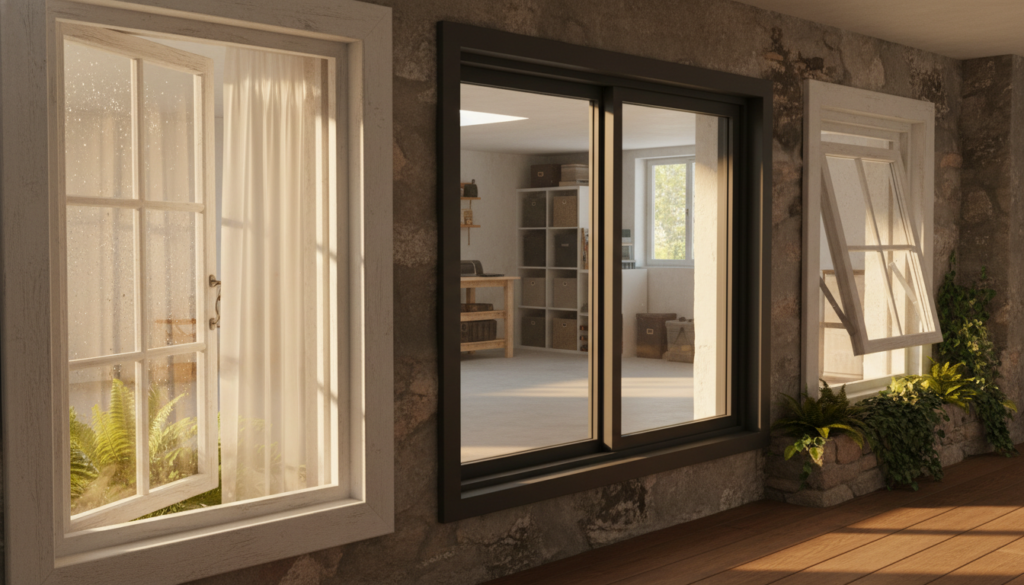 Verschiedene Typen von Kellerfenster Verschiedene Typen von Kellerfenster